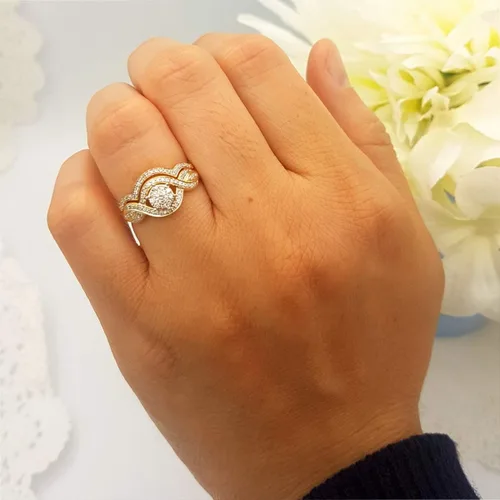Vista 4 de Dazzlingrock Collection Anillo de compromiso de oro de 10 quilates con diamantes redondos de 0,40 quilates (quilates)