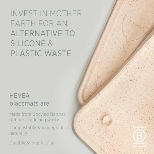 Vista 2 de HEVEA Mantel individual de goma natural para niños, alternativa a la silicona y el plástico con material reciclado, seguro para niños con divertidos