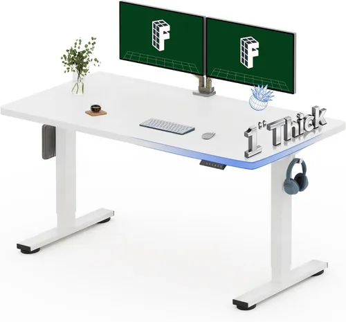 Vista 40 de FLEXISPOT Escritorio Eléctrico de Pie de Una Pieza, 40 x 24 Pulgadas Escritorio Ajustable con Superficie Sin Costuras, Controlador de Memoria