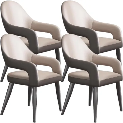 Vista 9 de YVYKFZD Leather Dining Chairs, Leisure Kitchen Chairs Set, Upholstered Dining Room Chairs with Backrest, Lounge Armchair Comfy Side Chair, for Brown