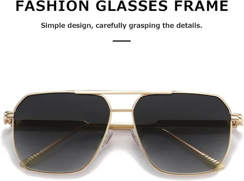 Vista 5 de kimorn Gafas de sol polarizadas para mujer y hombre, retro, de gran tamaño, cuadradas, vintage, modernas, clásicas, grandes, de metal, gafas de sol