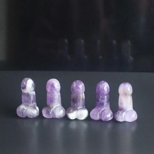 Vista 7 de 5 piezas de mini piedra preciosa tallada cristal cerezo flor ágata hombre genital pene testículo estatuilla corazón encantador bolsillo piedra
