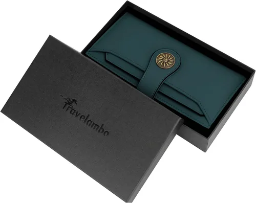 Vista 7 de Travelambo Cartera de mano de cuero genuino encerado de gran capacidad para mujer con bloqueo RFID