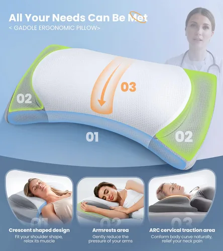 Vista 2 de Elevate Sleeping - Almohada cervical cervical para aliviar el dolor, almohada de espuma viscoelástica para restaurar la columna vertebral saludable