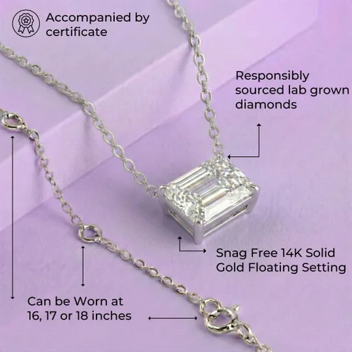 Vista 2 de La Joya 1/2-2 CT Lab Grown Diamond Necklace 14K White Gold Multi Shape Oro blanco