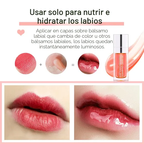 Vista 5 de GECOMO Aceite de brillo de labios hidratante, brillo de labios transparente con tinte Toot, nutritivo, duradero, reparador, aclarante de líneas