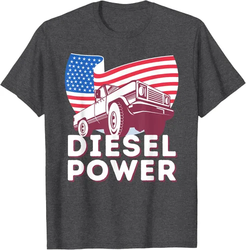 Vista 23 de Diesel Power American Flag - Camiseta de camioneta de mecánico diésel, Negro, S