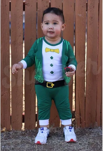 Vista 2 de Mutiggee Mameluco de trébol para el día de San Patricio para bebés y niños