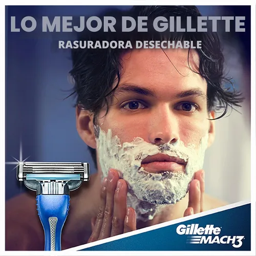 Vista 3 de Gillette Mach3 Maquinillas de afeitar desechables para hombre, 3