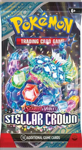 Vista 4 de POKEMON TCG: Paquete de refuerzo de corona estelar escarlata y violeta (1 paquete) - 10 cartas