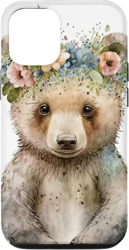 Vista 26 de iPhone 16 Brown Bear Boho Woodland Animal Floral Case
