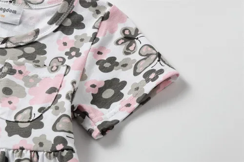 Vista 5 de Mud Kingdom Vestido de Pascua para niñas, lindo conejo, manga corta, cuello redondo, algodón, casual