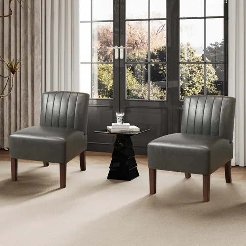 Vista 18 de VIRRMO Sillas de Acento sin Brazos para Sala de Estar, Silla Slipper Moderna Sillas de Sala de Estar con Patas de Madera Sólida, Silla de Tocador