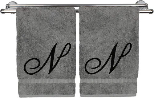 Vista 238 de Toalla de mano con monograma, regalo personalizado, 16 x 30 pulgadas, extra absorbente, 100% algodón turco, acabado de rizo suave, para baño, cocina