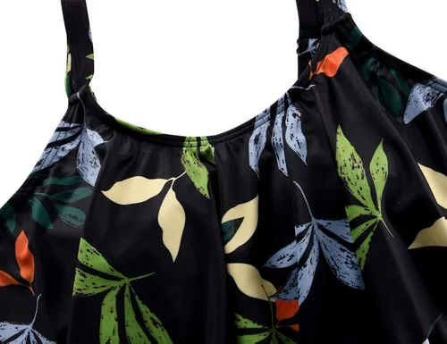 Vista 6 de Septangle - Traje de baño tankini de 2 piezas para mujer, diseño con volados y culotte