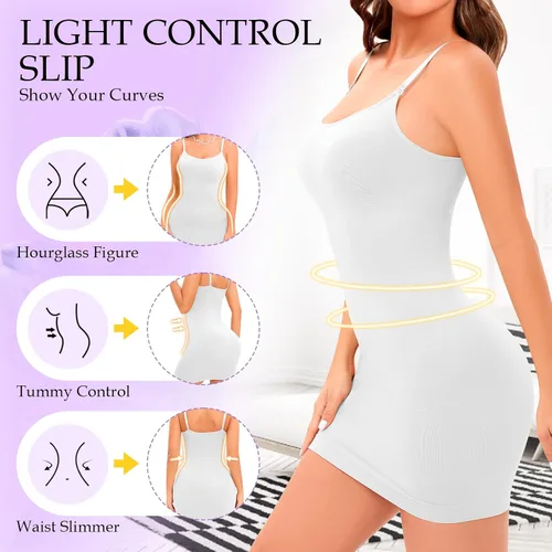 Vista 2 de Vestido de mujer para debajo de los vestidos, moldeador de abdomen, moldeador de cuerpo completo, sin costuras, tirantes delgados