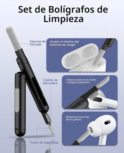Vista 5 de TiMOVO Funda rígida para Airpods Pro 3 (2025) con clip de bloqueo seguro azul+negro