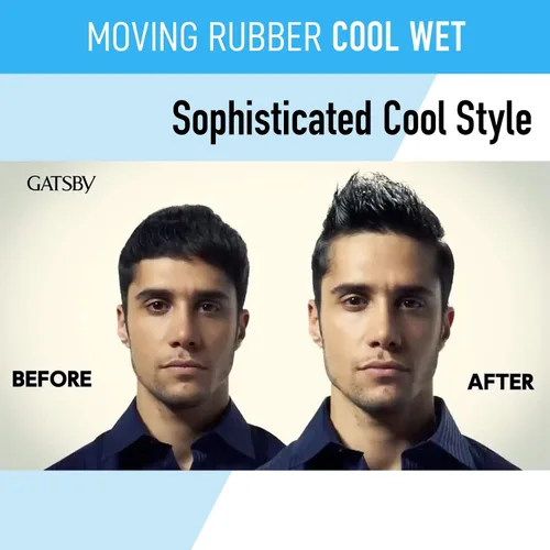 Vista 4 de GATSBY Cera para Cabello Moving Rubber Cool Wet, Versión en Inglés, 80g/2.8oz