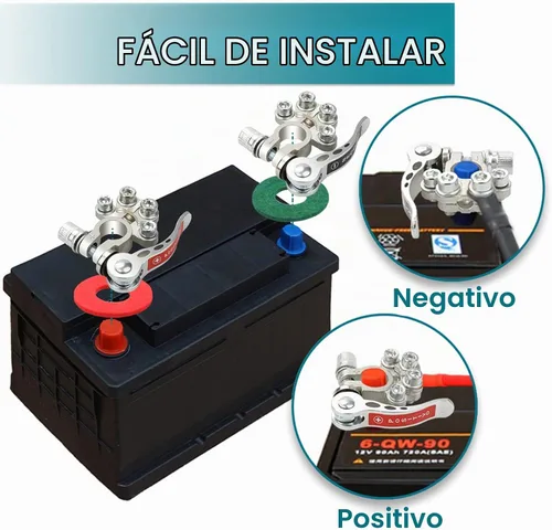 Vista 5 de 2 PCS Conectores de Terminal de Batería de Desconexión Rápida de 4 Vías, Extremos de Cable Positivos y Negativos para Postes SAE/JIS Tipo A