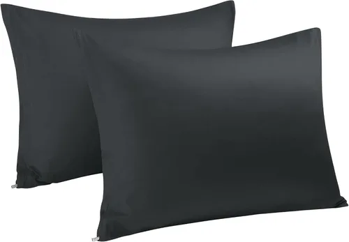 Vista 25 de uxcell Fundas de almohada tejidas de 100% algodón egipcio, fundas de almohada suaves y transpirables con cierre de cremallera, 2 fundas de almohada
