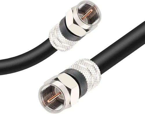 Vista 7 de Postta Cable coaxial digital (6 pies) Cable RG6 negro blindado cuádruple con conectores F-macho