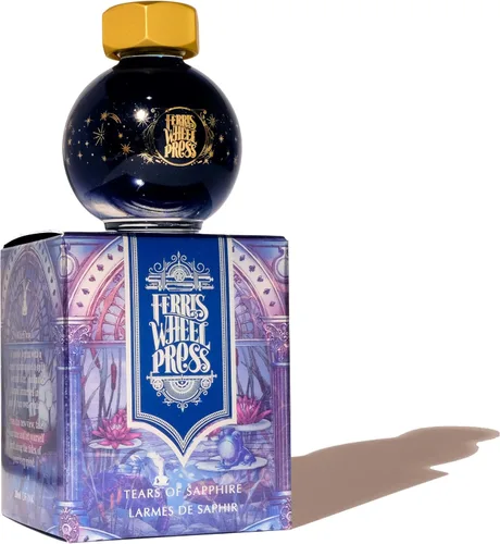 Vista 58 de Ferris Wheel Press Tinta, Ferritales Edición Limitada, La Sinfonía Crepúsculo, Índigo con Brillo Azul, Botella de Tinta para Pluma Estilográfica