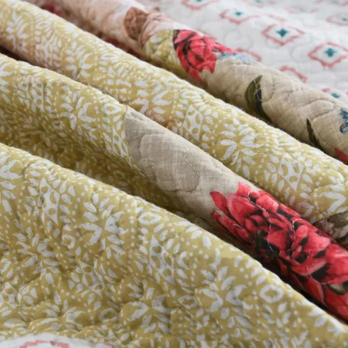 Vista 7 de ABREEZE Juego de edredón de retazos, ropa de cama tamaño Queen, reversible, transpirable, colorido, colcha acolchada floral con fundas de almohada