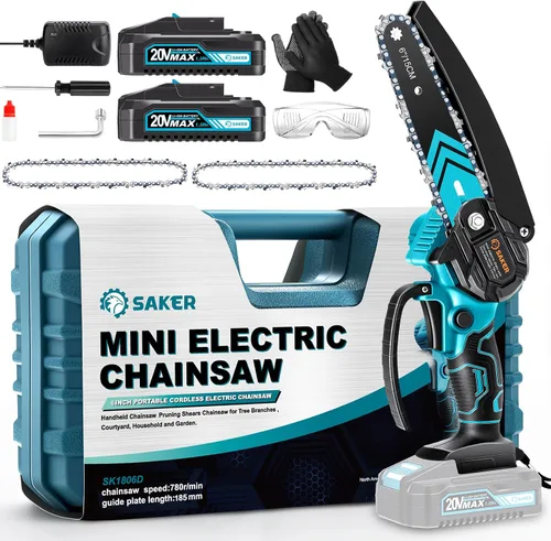 Vista 10 de Saker - Mini motosierra eléctrica y portátil de 6 pulgadas, para podar ramas de árboles, usar en hogar y jardín