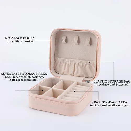Vista 5 de FDFHOME Joyero con inicial letra J regalo para mujeres y niñas organizador de joyas de viaje para aretes anillos collares pulseras regalos