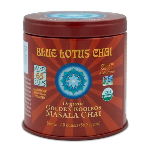 Vista 14 de Blue Lotus Chai - Golden Masala Flavor Chai - Hace 17 tazas - 0.5 onzas Masala Spiced Chai Powder con especias orgánicas - Té indio instantáneo sin