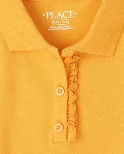 Vista 2 de The Children's Place girls Short Sleeve Ruffle Pique Polo 2 pack