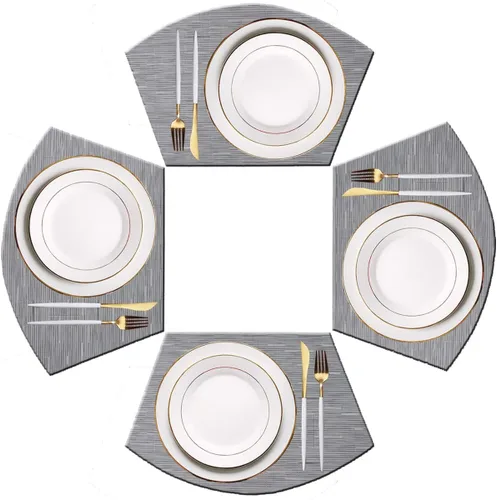 Vista 38 de PIGCHCY Juego de 4 manteles individuales en forma de cuña para mesa de comedor, tejido cruzado, lavables, resistentes al calor, manteles Bambúes