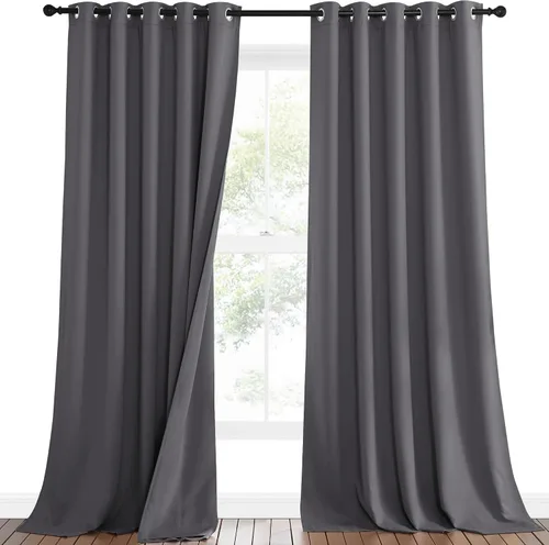 Vista 65 de NICETOWN - Cortinas divisoras con barrera de sonido 100% opacas de 84 pulgadas, cortinas con bloqueo de ruido, calor y frío con forro de tela