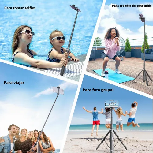 Vista 8 de ATUMTEK Trípode para selfie stick de 51 pulgadas, soporte extensible todo en uno con control remoto Bluetooth, rotación de 360° para iPhone y Negro