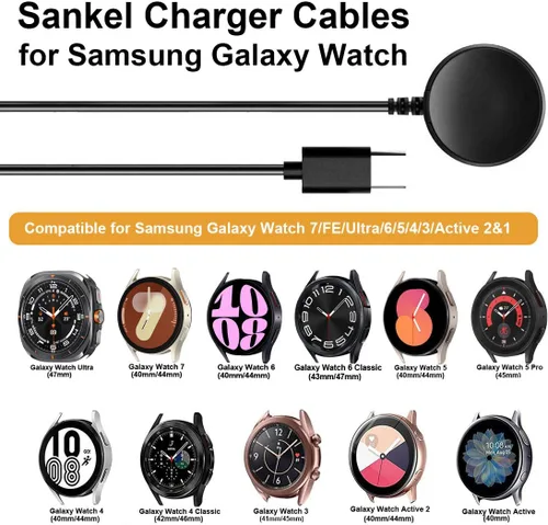 Vista 2 de Paquete de 2 cargadores compatibles con Samsung Galaxy Watch 8/7/6/5/Ultra