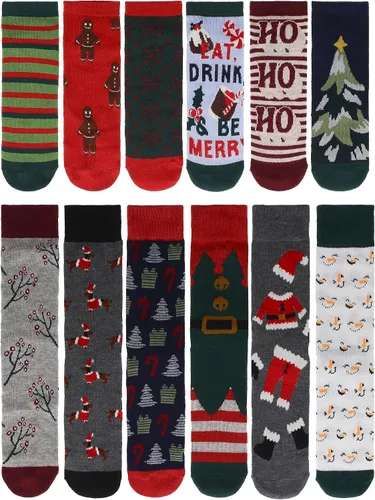 Vista 4 de Gertex Caja de regalo con calendario de Adviento para hombre Calcetines de 12 días de vacaciones Calcetines para hombre talla 10-13