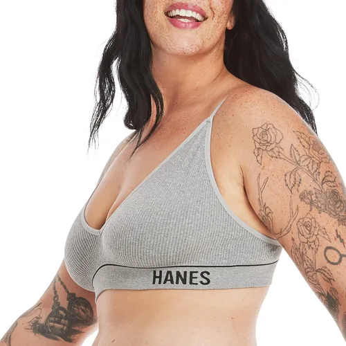 Vista 2 de Hanes Womens Originals Seamless Triangle Rib Bralette, Ribbed Wirefree Bra, ComfortFlex Fit