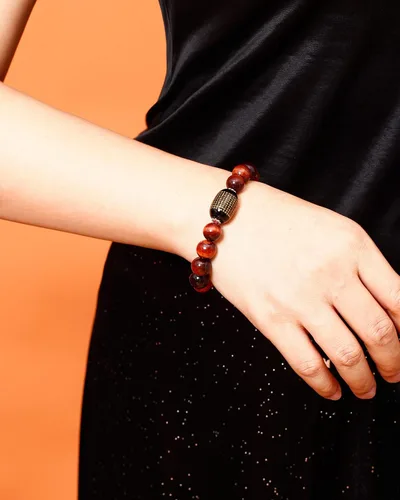 Vista 6 de Jewever Pulsera de triple protección Feng Shui, brazalete curativo, ojo de tigre, obsidiana, cuentas de ágata sutra de 0.394 in, amuleto de piedra