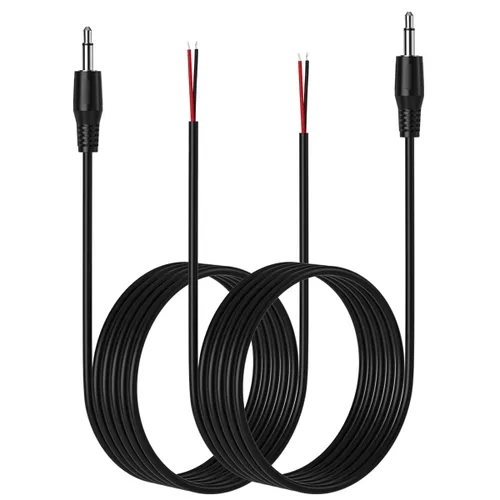 Vista 6 de Paquete de 2 conectores macho de repuesto de 1 pie de 0.138 in a cable desnudo, extremo abierto, TS de 2 polos, conector jack mono de 1/8 pulgadas
