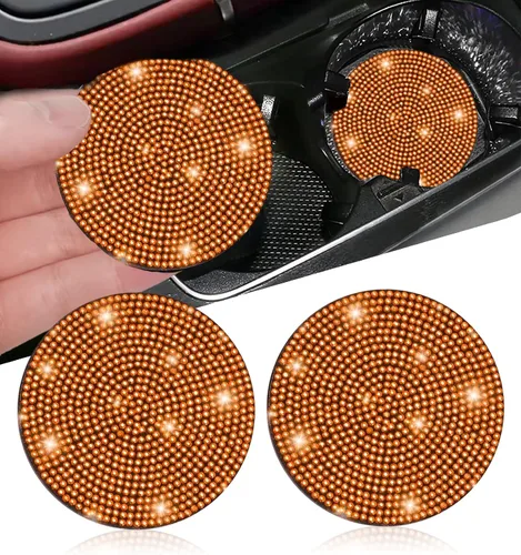 Vista 18 de NBTEPEM 2 posavasos de auto con diamantes de imitación, 2.75 pulgadas, antideslizantes, a prueba de golpes, universal, a la moda, para auto