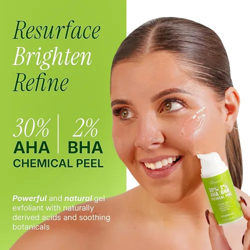 Vista 2 de Ebanel Exfoliante químico para cara, exfoliante AHA BHA, ácido glicólico, gel de pelado facial de ácido salicílico y láctico, infundido con té verde