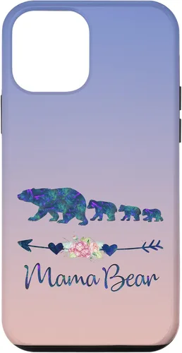Vista 16 de Teal Blue Purple Floral Mama Bear Three Cubs Blue Pink Case for iPhone 17