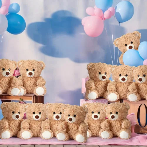 Vista 5 de Silipull 12 piezas de oso de peluche de 8 pulgadas, juguetes de peluche suaves para fiestas a granel, decoraciones de animales para cumpleaños, baby