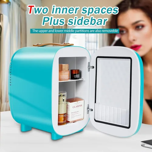 Vista 3 de Caynel - Minirrefrigerador termoeléctrico portátil (4 L/6 latas), CA/CC, enfriador y calentador para cosméticos, alimentos, bebidas y maquillaje