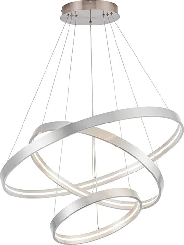 Vista 9 de Lámparas de araña LED modernas en negro, lámparas de araña LED contemporáneas regulables de 1 anillo, lámpara colgante LED moderna para sala