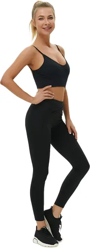 Vista 3 de JUST BEHAVIOR Brasier de espalda baja, cómodo cuello en V, camiseta corta de entrenamiento con espalda baja para mujer