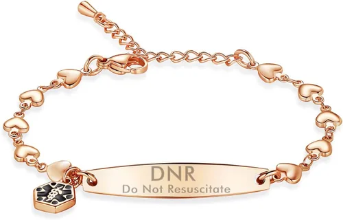 Vista 29 de mnmoom Pulseras de alerta médica para mujeres 6.5-8 pulgadas ajustables corazón links pulseras médicas con grabado