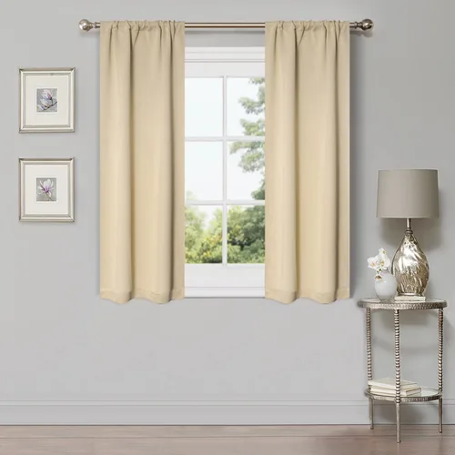 Vista 44 de Superior Cortinas opacas, oscurecimiento de habitación, dormitorio, sala de estar, bloqueo solar, térmico, clásico moderno con bolsillos para barra