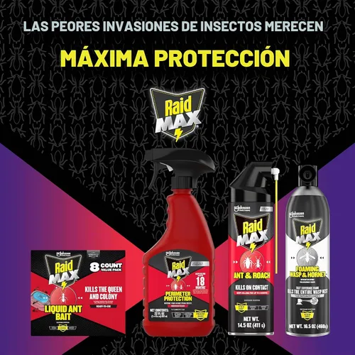 Vista 7 de Raid Max Perimeter Protection Ant & Roach Killer Spray, evita insectos matando hasta 18 meses, uso en interiores y exteriores, 22 onzas