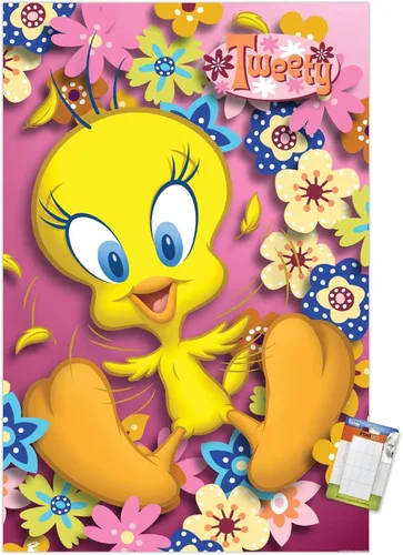 Vista 21 de Trends International Looney Tunes - Póster de pared de Tweety Bird de poder, 14.725 x 22.375 pulgadas, versión enmarcada de madera de granero